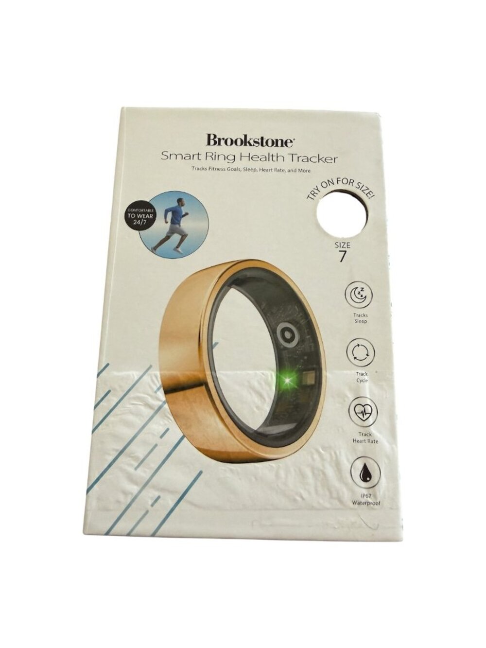Brookstone Smart Ring Health tracker Size 7 Gold Fitness Sleep Heart Rate EUC